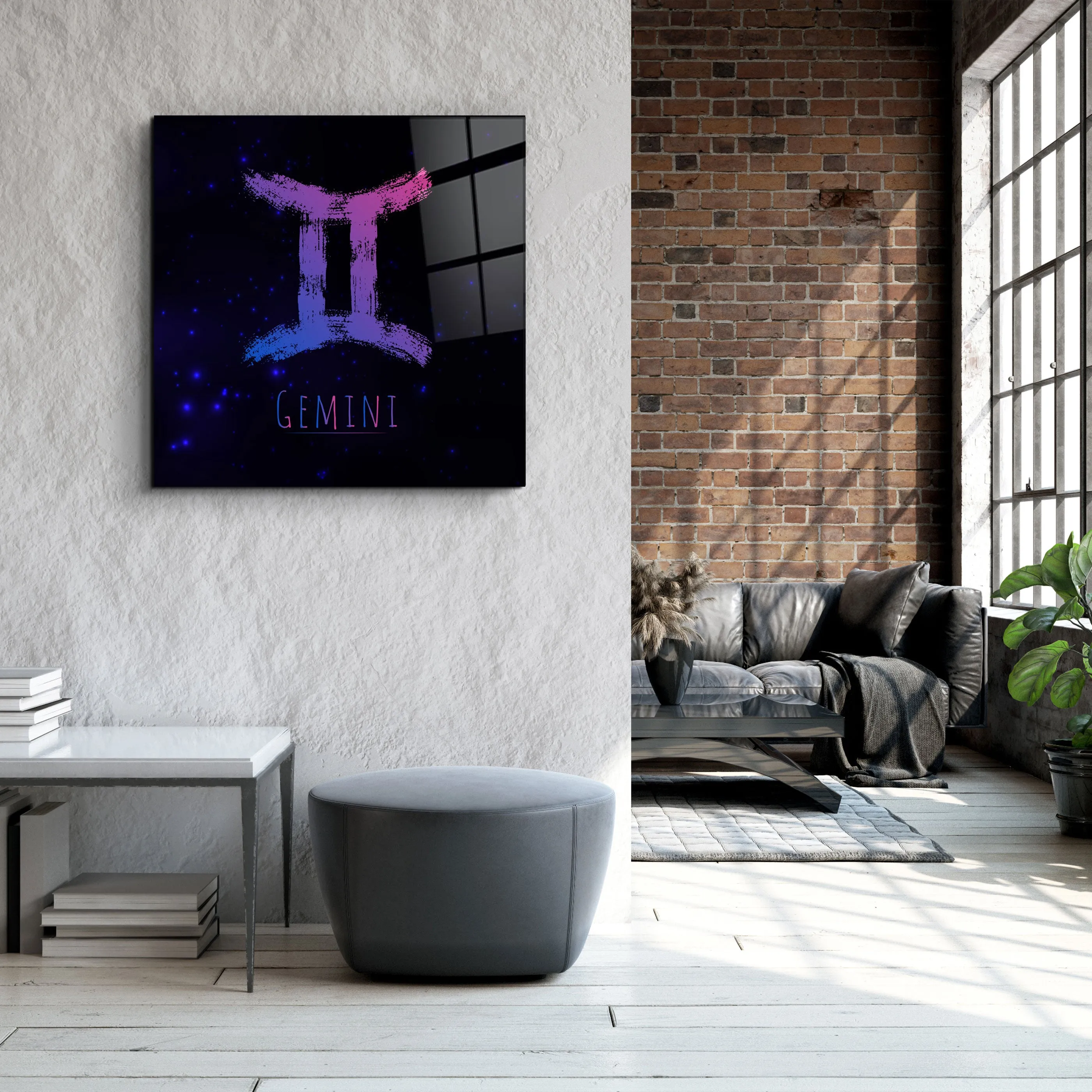 ."Zodiac V2 - Gemini". Glass Wall Art