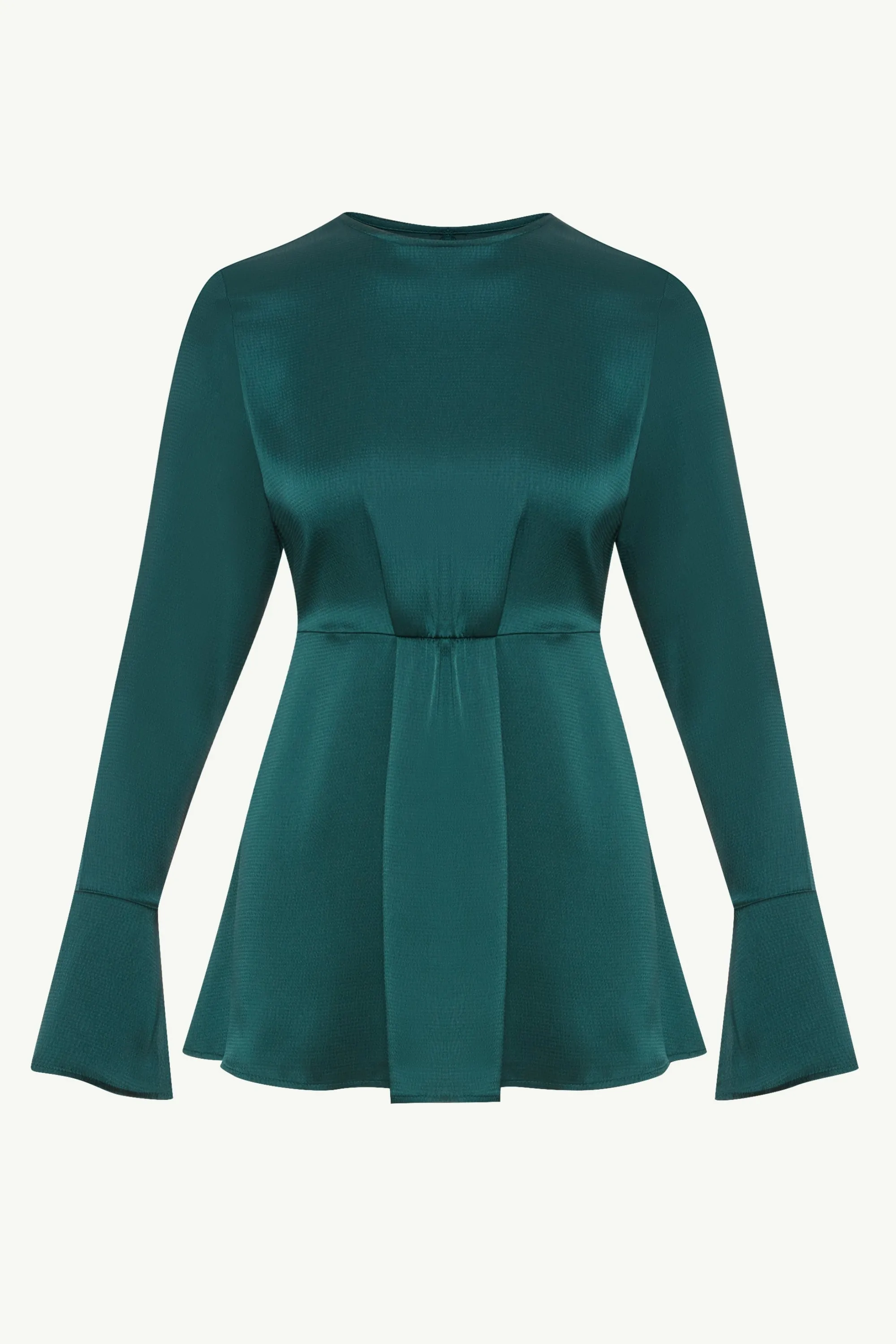 Samira Split Sleeve Satin Blouse - Teal