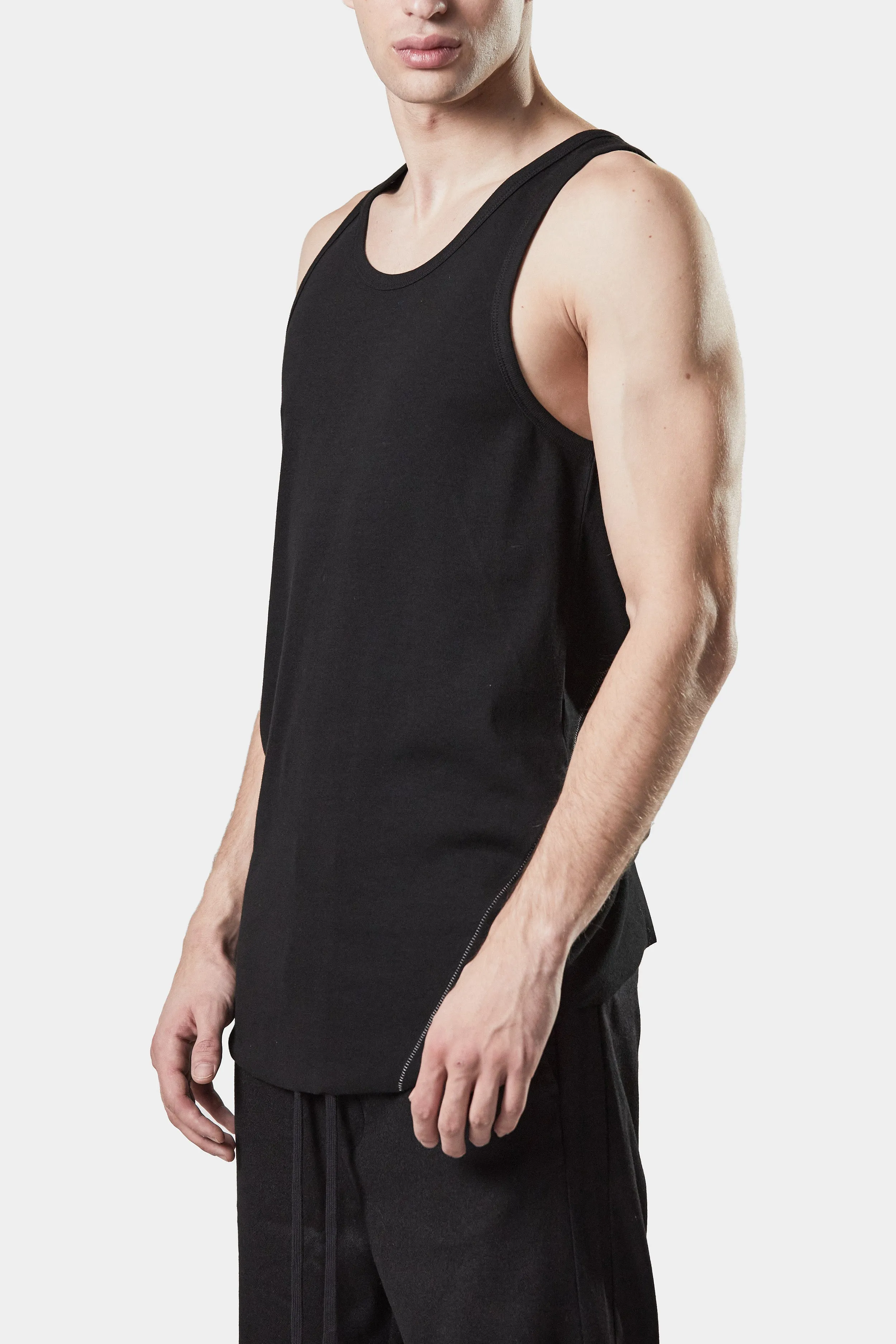 Scar-stitch cotton tank