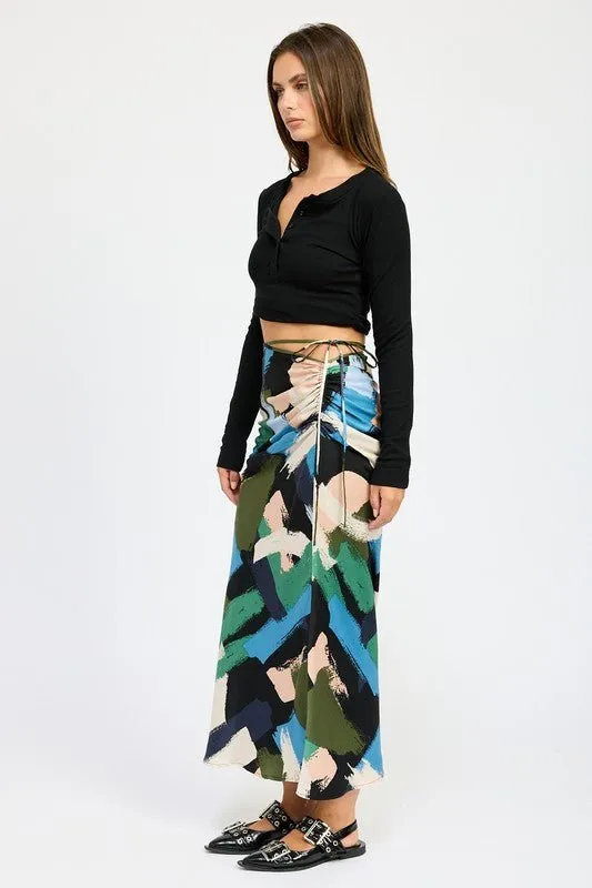 SIDE RUCHED MIDI SKIRT