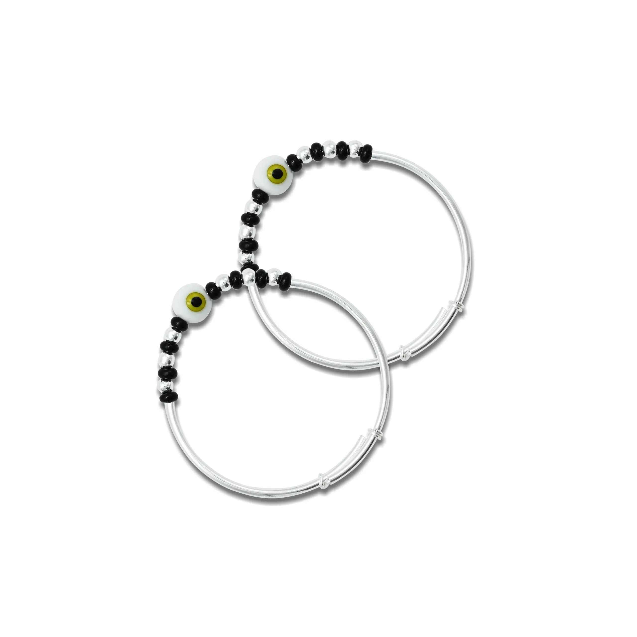 Silver Black And Silver Beads Baby Kada