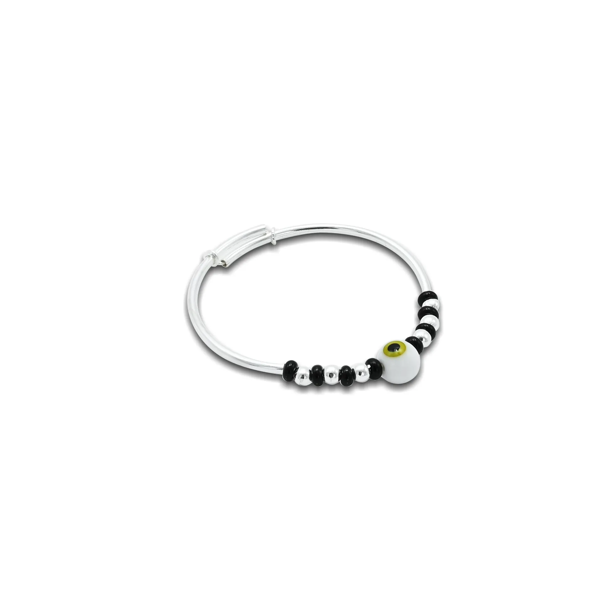 Silver Black And Silver Beads Baby Kada