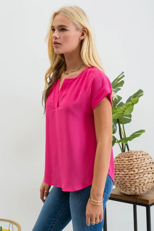 Split Neck Button Back Tops - 3 colors!