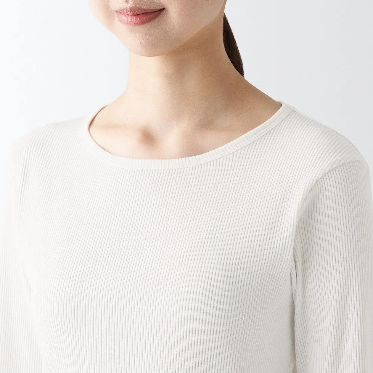 Stretch Ribbed Long Sleeve T-Shirt