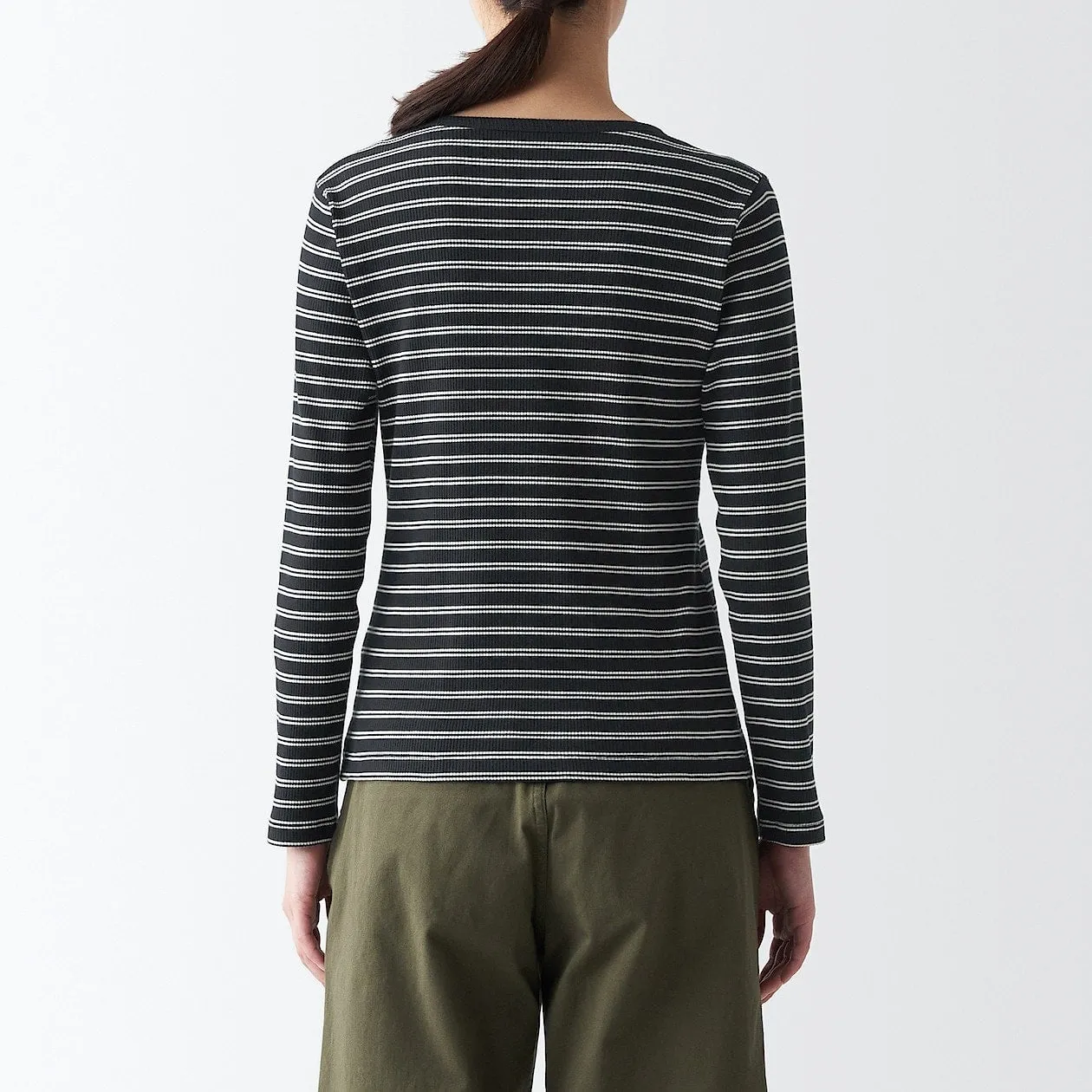 Stretch Ribbed Long Sleeve T-Shirt