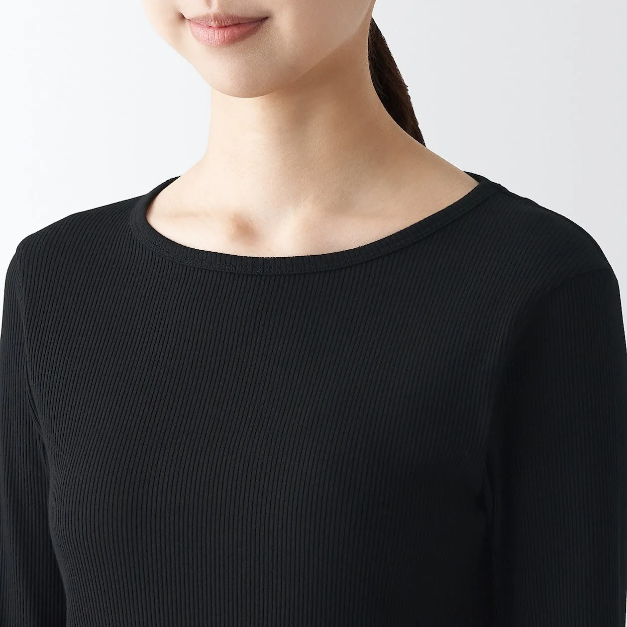 Stretch Ribbed Long Sleeve T-Shirt