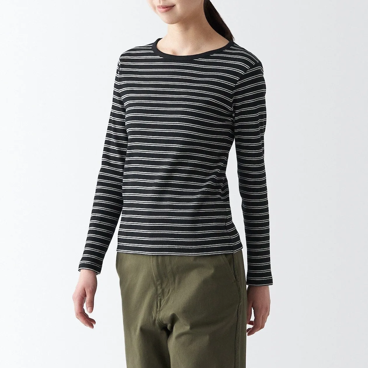 Stretch Ribbed Long Sleeve T-Shirt