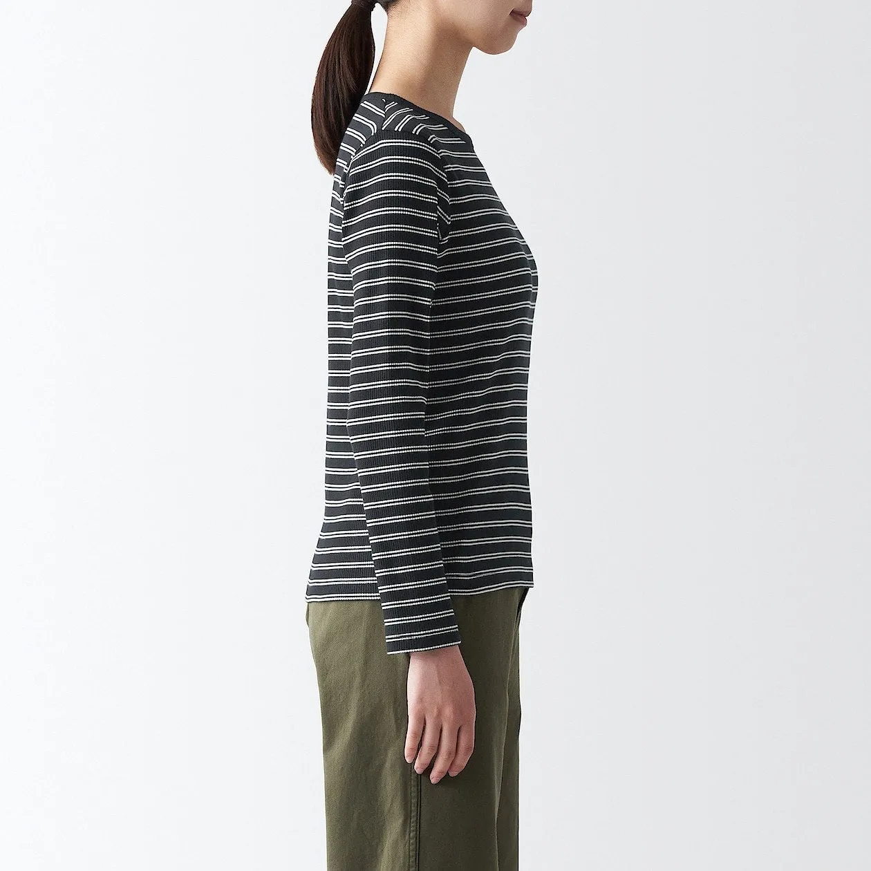 Stretch Ribbed Long Sleeve T-Shirt