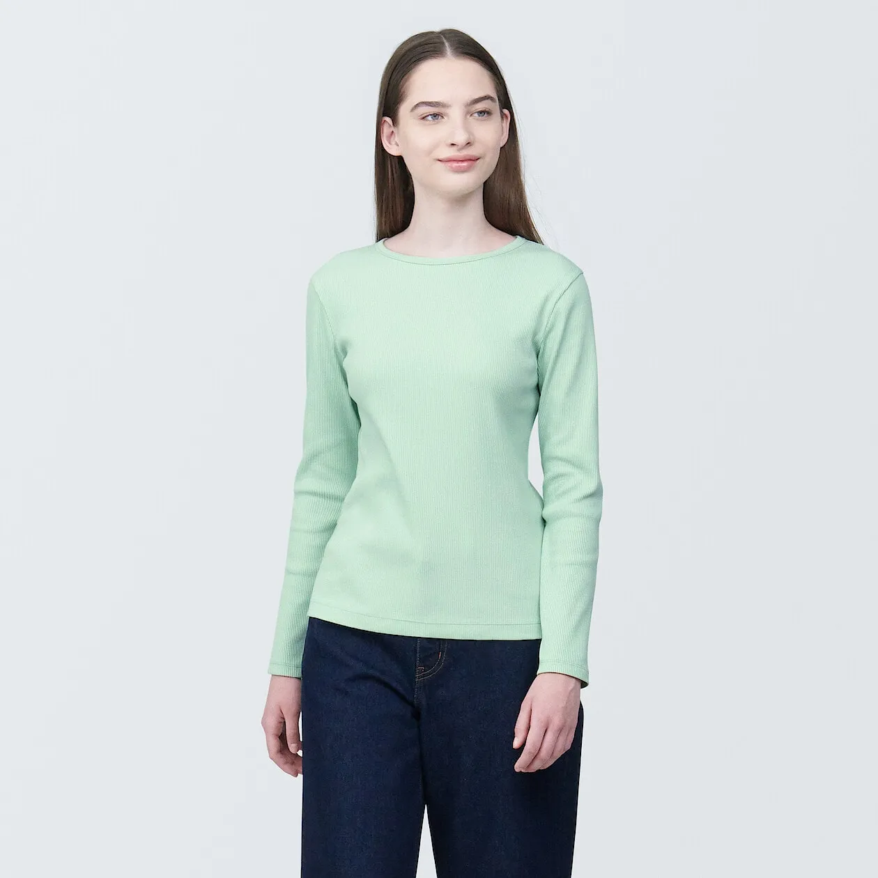 Stretch Ribbed Long Sleeve T-Shirt