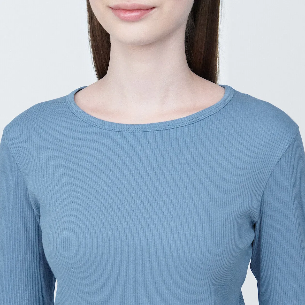 Stretch Ribbed Long Sleeve T-Shirt