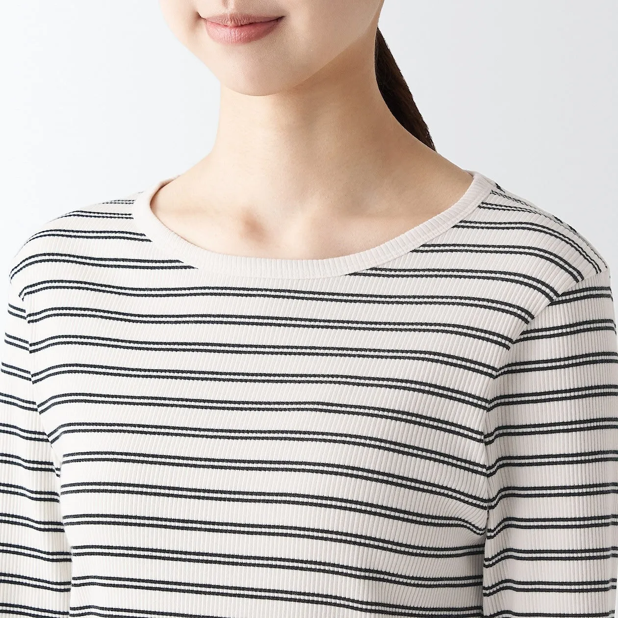 Stretch Ribbed Long Sleeve T-Shirt