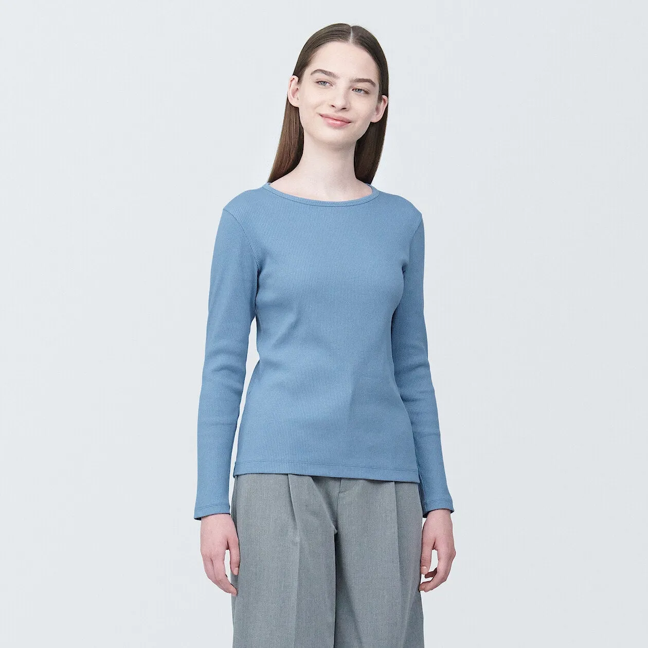 Stretch Ribbed Long Sleeve T-Shirt