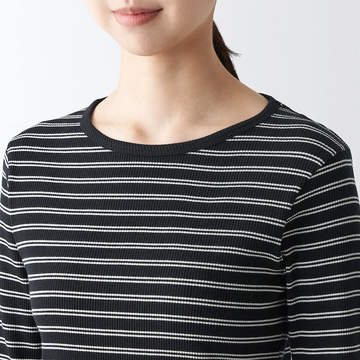 Stretch Ribbed Long Sleeve T-Shirt