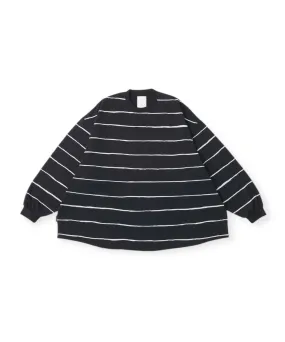 SUPER BIG WIDE SIDE STRIPE TECH LS TEE "BLACK-WHITE"