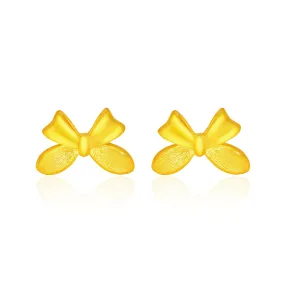 TAKA Jewellery 999 Pure Gold Earrings Ribbon