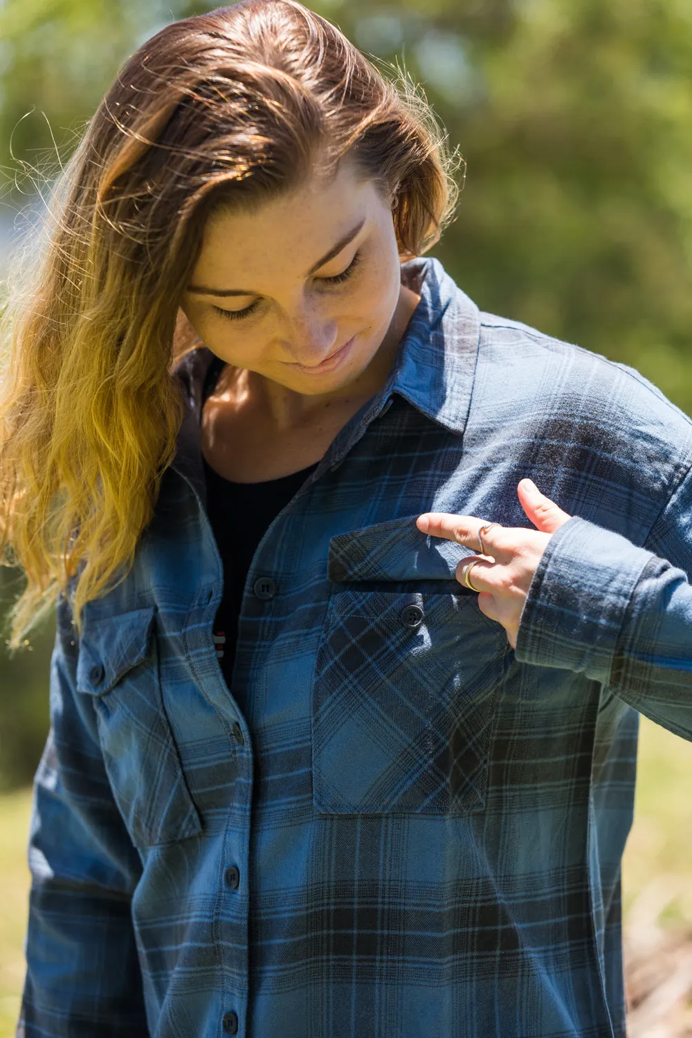 Women's Flanno Dusty Blue Check Shirt - SF4103DB